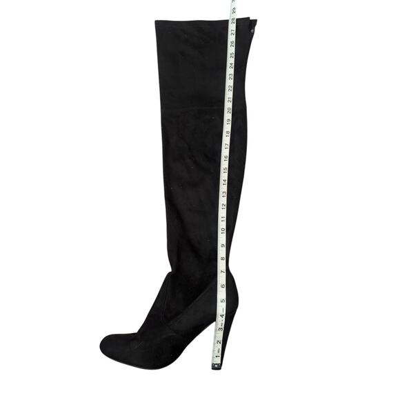 Steve Madden Black Faux Suede Thigh‑High Block Heel Boots Size 10 US - Picture 5 of 9
